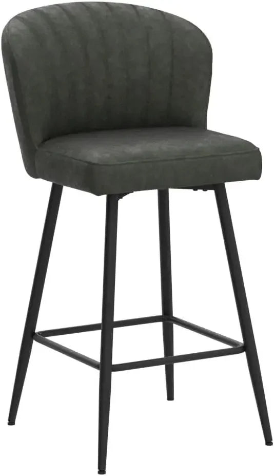 Counter Height Bar Stools Set of 2 Modern Bars Chairs with Back Leather Upholstered Bar stools Comfortable Island Chair - HOMELIVING