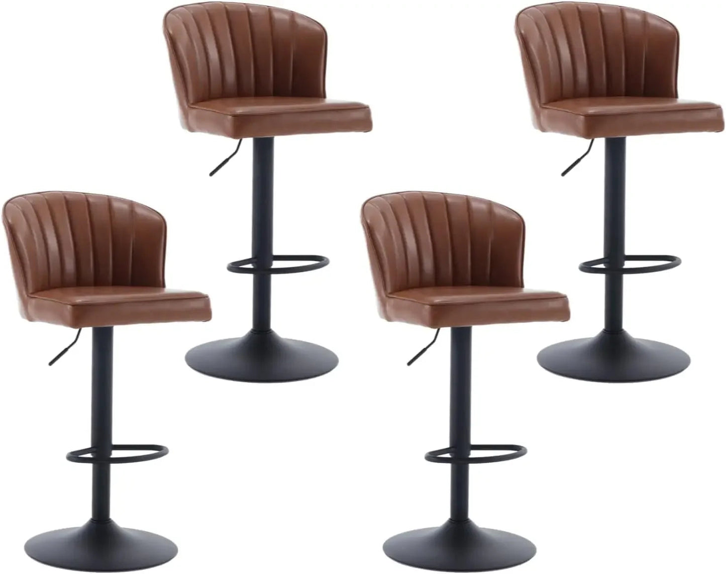 Counter Height Bar Stools Set of 2 Modern Bars Chairs with Back Leather Upholstered Bar stools Comfortable Island Chair - HOMELIVING