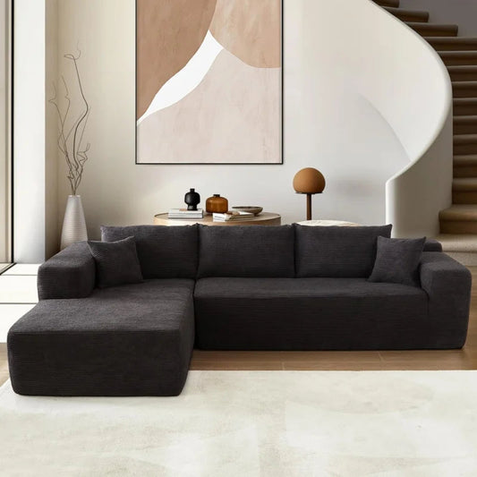 Modern Minimalist 104" L-Shape Couch with Chaise,Modular Sectional Sofa with Cloud Deep Seat, Convertible Upholstered Couches - HOMELIVING