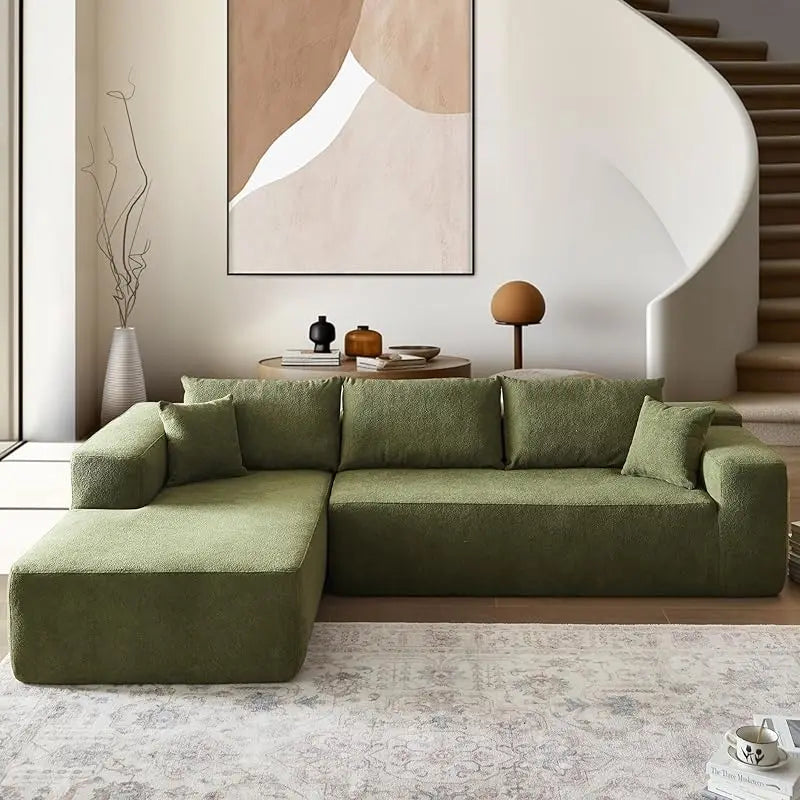 Modern Minimalist 104" L-Shape Couch with Chaise,Modular Sectional Sofa with Cloud Deep Seat, Convertible Upholstered Couches - HOMELIVING