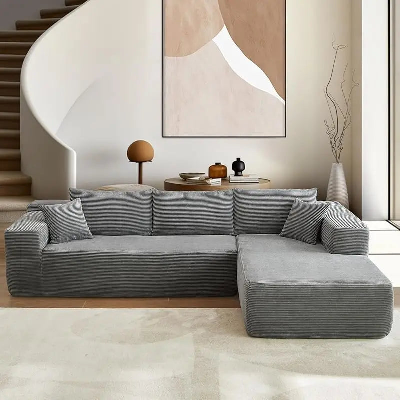 Modern Minimalist 104" L-Shape Couch with Chaise,Modular Sectional Sofa with Cloud Deep Seat, Convertible Upholstered Couches - HOMELIVING