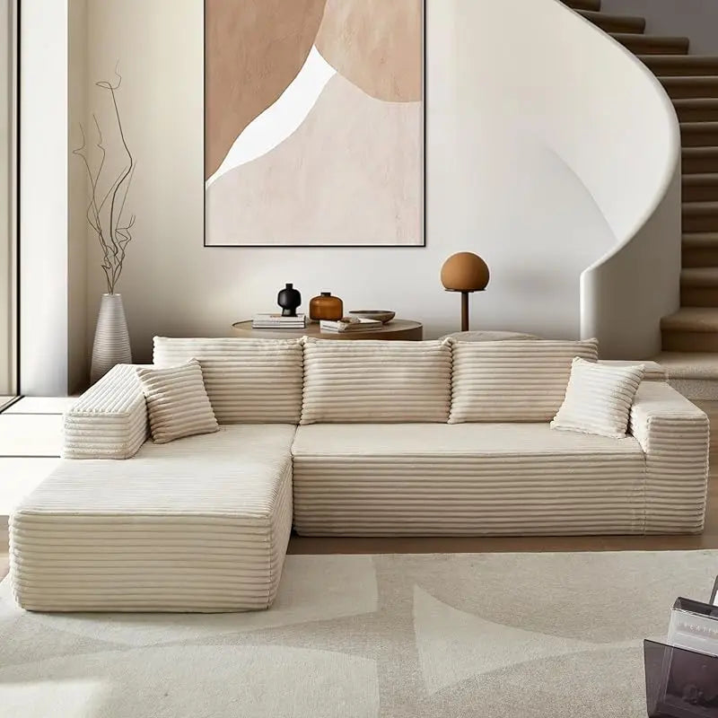 Modern Minimalist 104" L-Shape Couch with Chaise,Modular Sectional Sofa with Cloud Deep Seat, Convertible Upholstered Couches - HOMELIVING