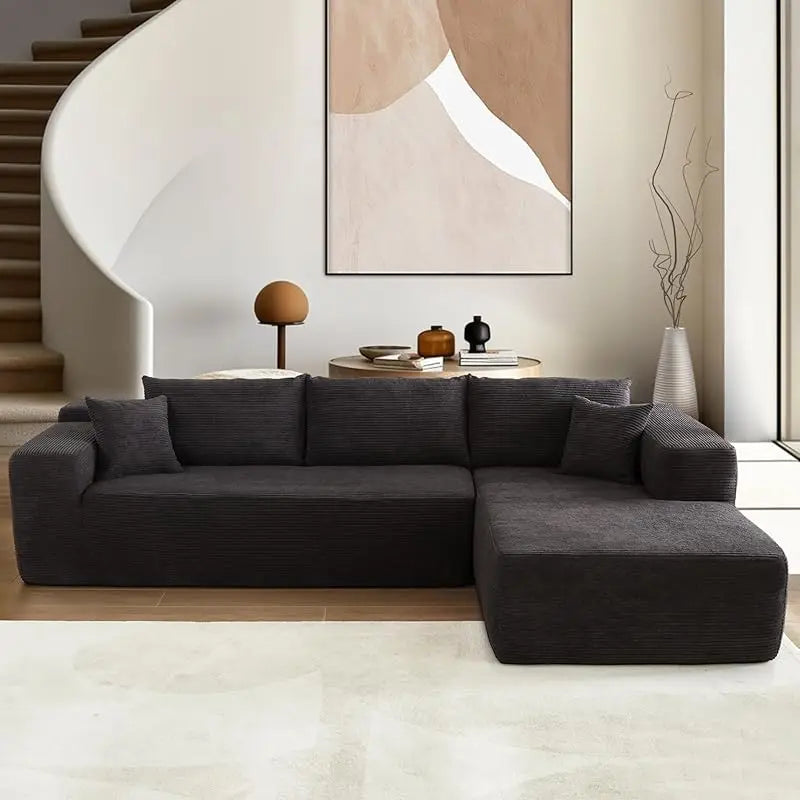 Modern Minimalist 104" L-Shape Couch with Chaise,Modular Sectional Sofa with Cloud Deep Seat, Convertible Upholstered Couches - HOMELIVING