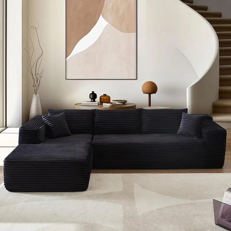 Modern Minimalist 104" L-Shape Couch with Chaise,Modular Sectional Sofa with Cloud Deep Seat, Convertible Upholstered Couches - HOMELIVING