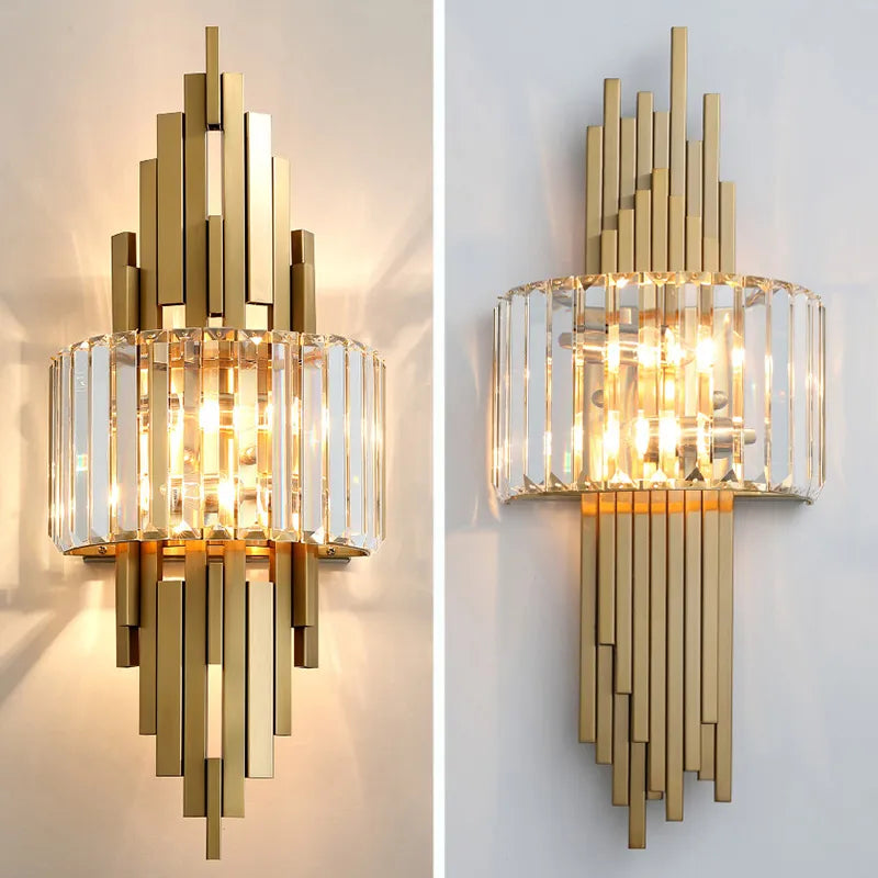 Modern Luxury Hardware Crystal Wall Lamp For Living Room Tv Bedroom Night Lighting Study Decoration  Home Indoor Fixtures - HOMELIVING