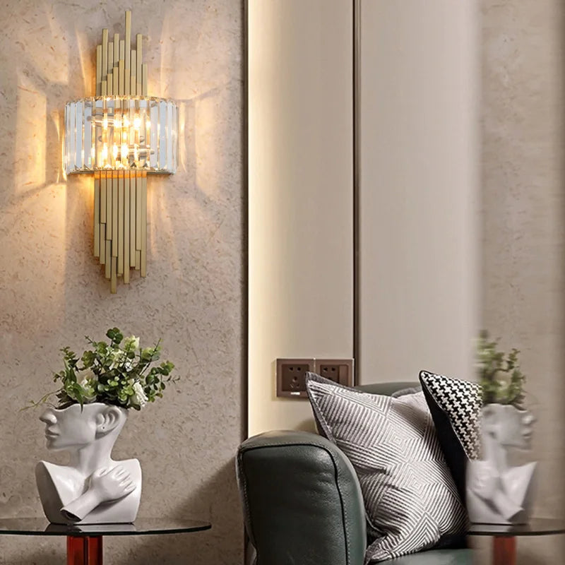 Modern Luxury Hardware Crystal Wall Lamp For Living Room Tv Bedroom Night Lighting Study Decoration  Home Indoor Fixtures - HOMELIVING