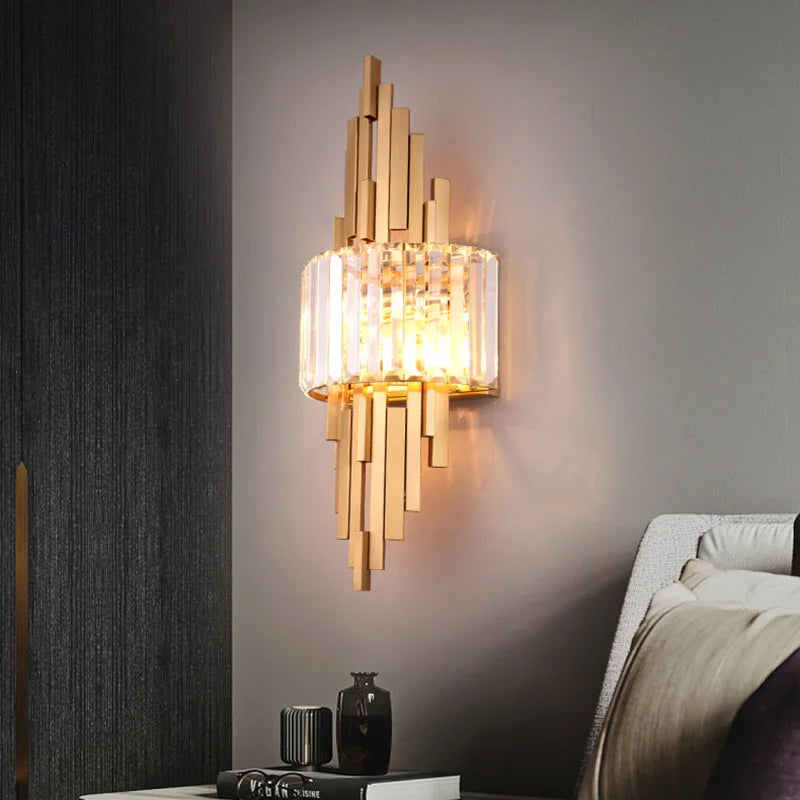 Modern Luxury Hardware Crystal Wall Lamp For Living Room Tv Bedroom Night Lighting Study Decoration  Home Indoor Fixtures - HOMELIVING