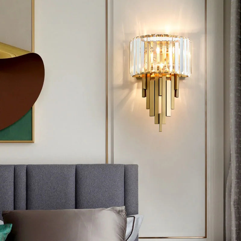 Modern Luxury Hardware Crystal Wall Lamp For Living Room Tv Bedroom Night Lighting Study Decoration  Home Indoor Fixtures - HOMELIVING