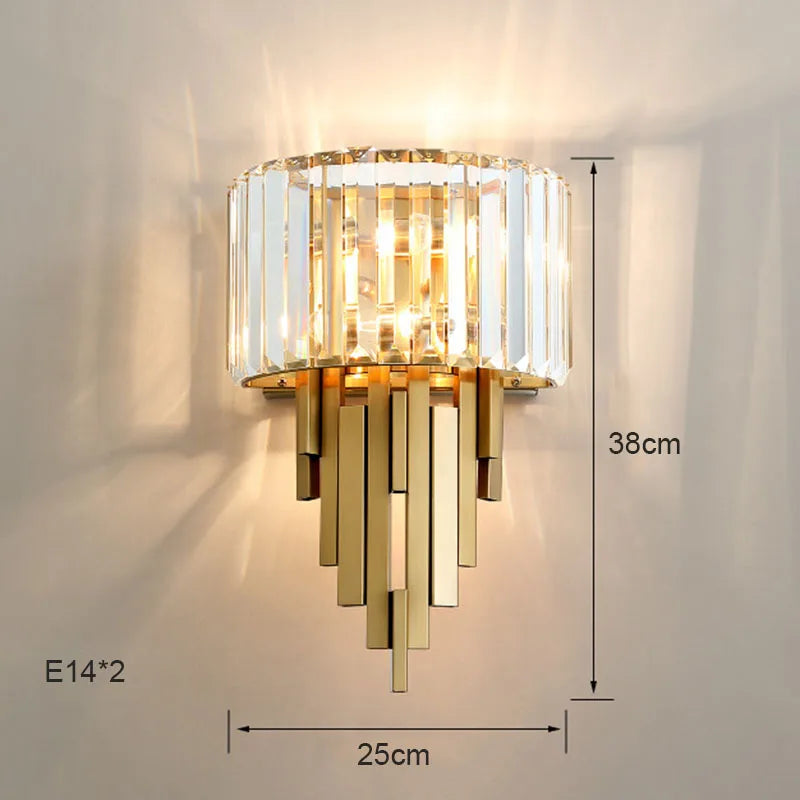 Modern Luxury Hardware Crystal Wall Lamp For Living Room Tv Bedroom Night Lighting Study Decoration  Home Indoor Fixtures - HOMELIVING