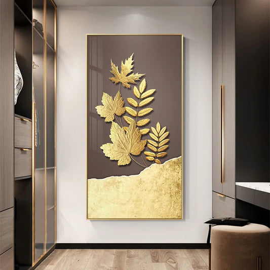 Abstract Golden Leaf Ginkgo Posters Modern Luxury Painting Canvas Prints Wall Art Picture for Living Room Office Home Decoration - HOMELIVING