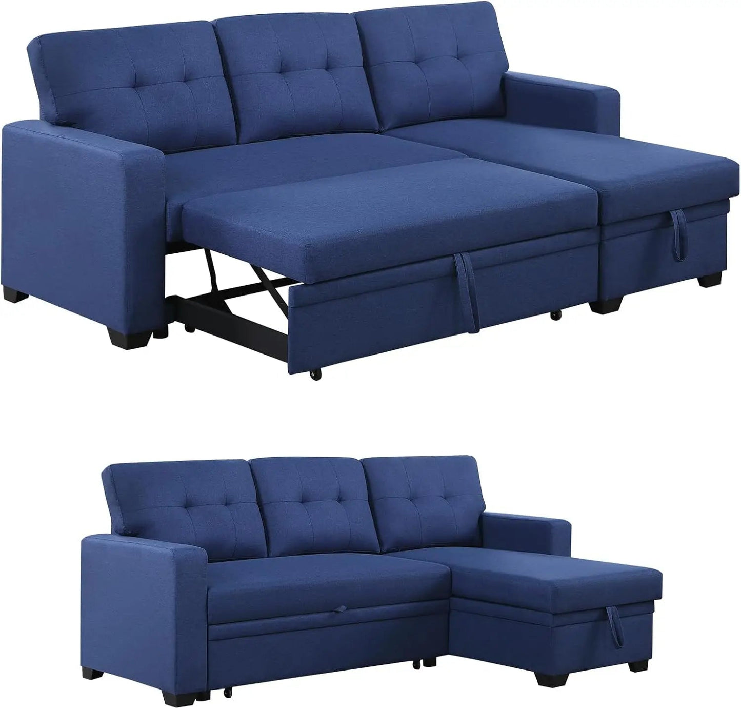 L Shaped Couch with Pull Convertible Sleeper Sofa Bed Sectional with Storage Chaise Lounge for Home Living Room Apartment Dorm - HOMELIVING