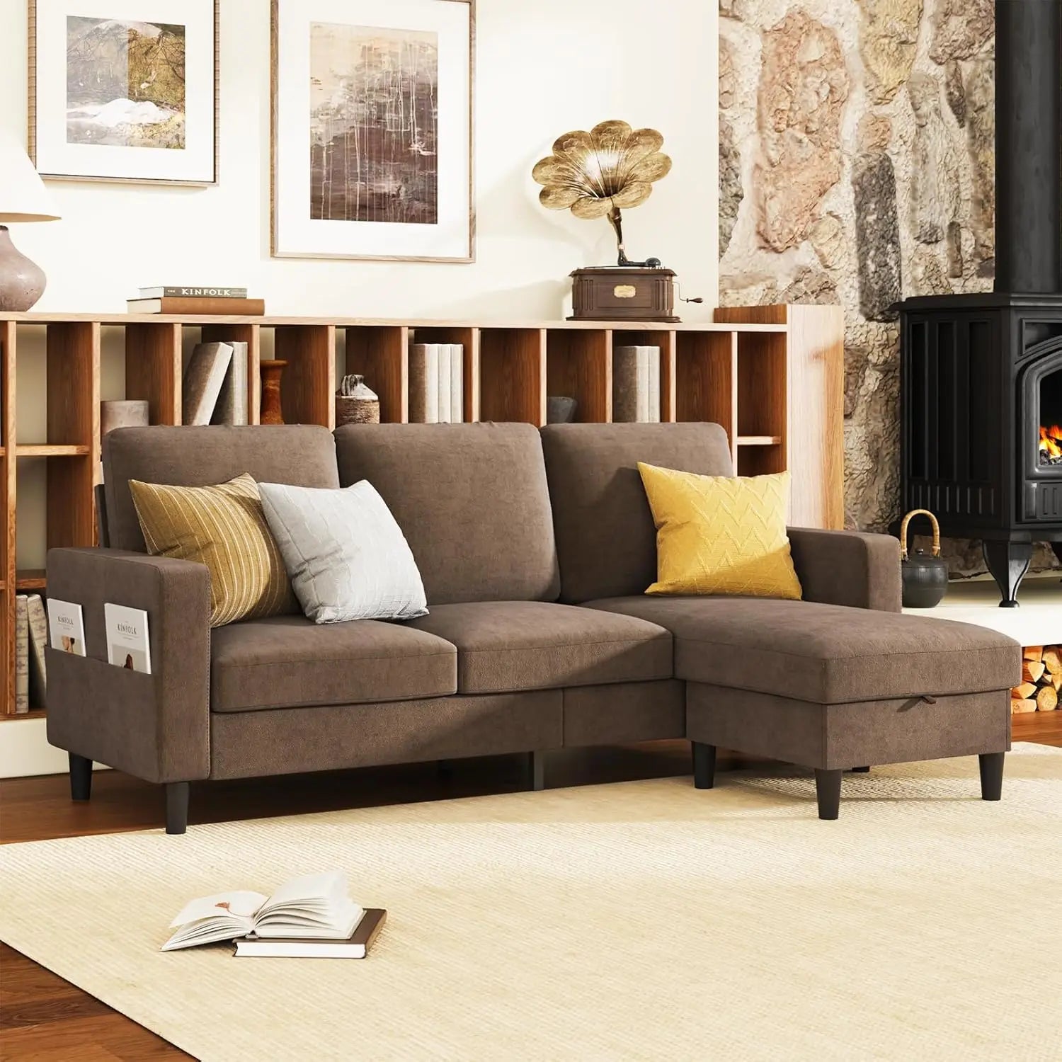 Sectional Sofa w/ Storage Ottoman - HOMELIVING