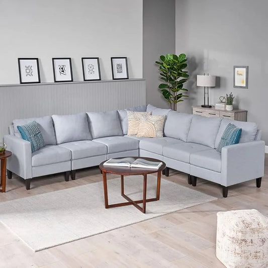 sofasSet, Modular Sectional Sofa with Reversible Chaises,Square Armrests and Comfortable Padded Backrests, L Shaped Corner Sofá - HOMELIVING