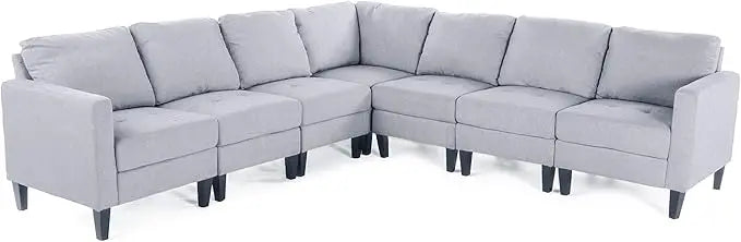 sofasSet, Modular Sectional Sofa with Reversible Chaises,Square Armrests and Comfortable Padded Backrests, L Shaped Corner Sofá - HOMELIVING