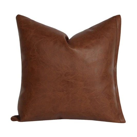 Modern Brown Imitation Leather Throw Pillow Cover