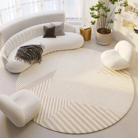 Nordic Round Carpet for Living Room Large Area Light Luxury Bedroom Decor Bedside Plush Mat Dressing Chair Rug ковер Tapis 러그 - HOMELIVING