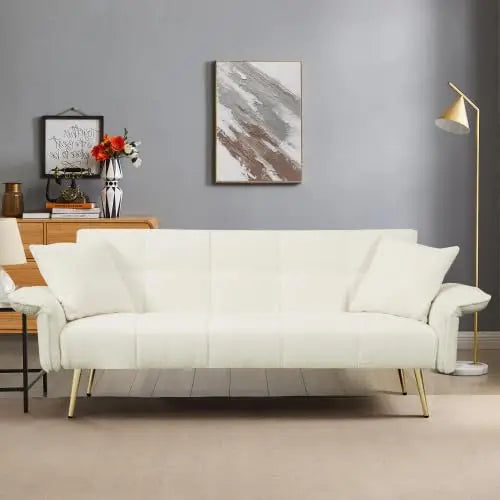 Futon Sofa Bed Couch, Couches Bed with Mattress, Loveseat Sleeper, Adjustable Arms & Backrest, Small Modern Love Sofa - HOMELIVING