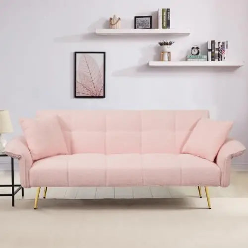 Futon Sofa Bed Couch, Couches Bed with Mattress, Loveseat Sleeper, Adjustable Arms & Backrest, Small Modern Love Sofa - HOMELIVING