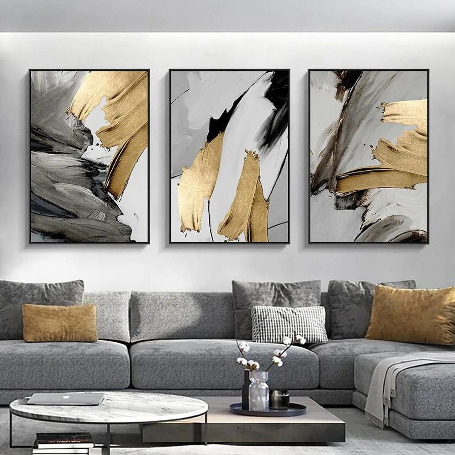 Abstract Gold Black Painting