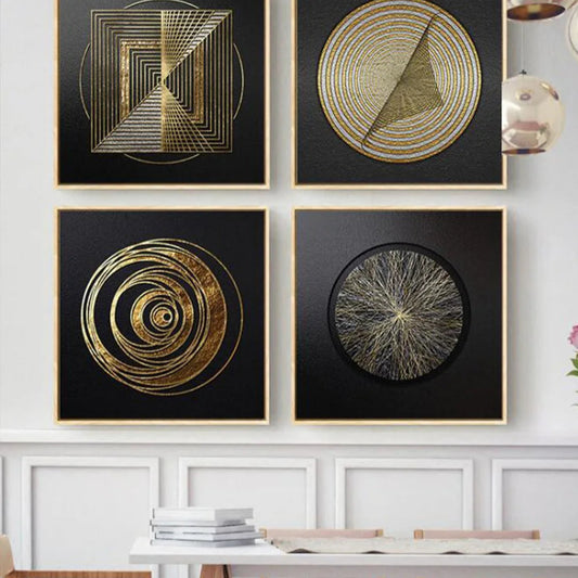 diamond painting complete novelty Retro Abstract Gold Pictures 4 pcs diamond embroidery sale 5d diy diamond mosaic wall stickers - HOMELIVING