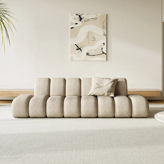 Italian minimalist technology cloth sofa living room modern simple Nordic creative special-shaped light luxury straight sofa - HOMELIVING