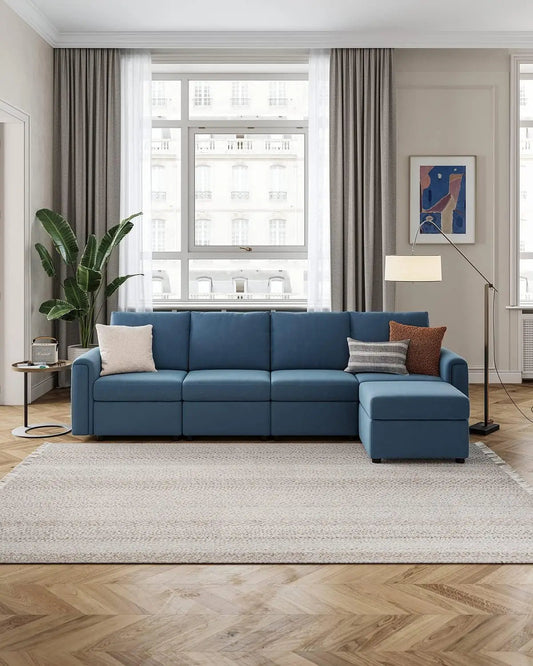 Modular Sectional Sofa with Storage, Washable Sectional Couch, Covers Changeable, Couch Ottoman to Extend Your Sofa - HOMELIVING