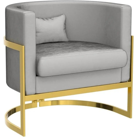 Living Room Chair, Modern Gray Velvet Bucket Shaped Special Chair, Soft Padded Armchair, Bedroom Single Person Sofa - HOMELIVING