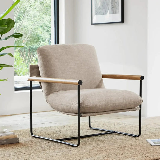 Modern Accent Living Room Chairs with Metal Frame for Bedroom Office Apartment, 30''W, Beige - HOMELIVING