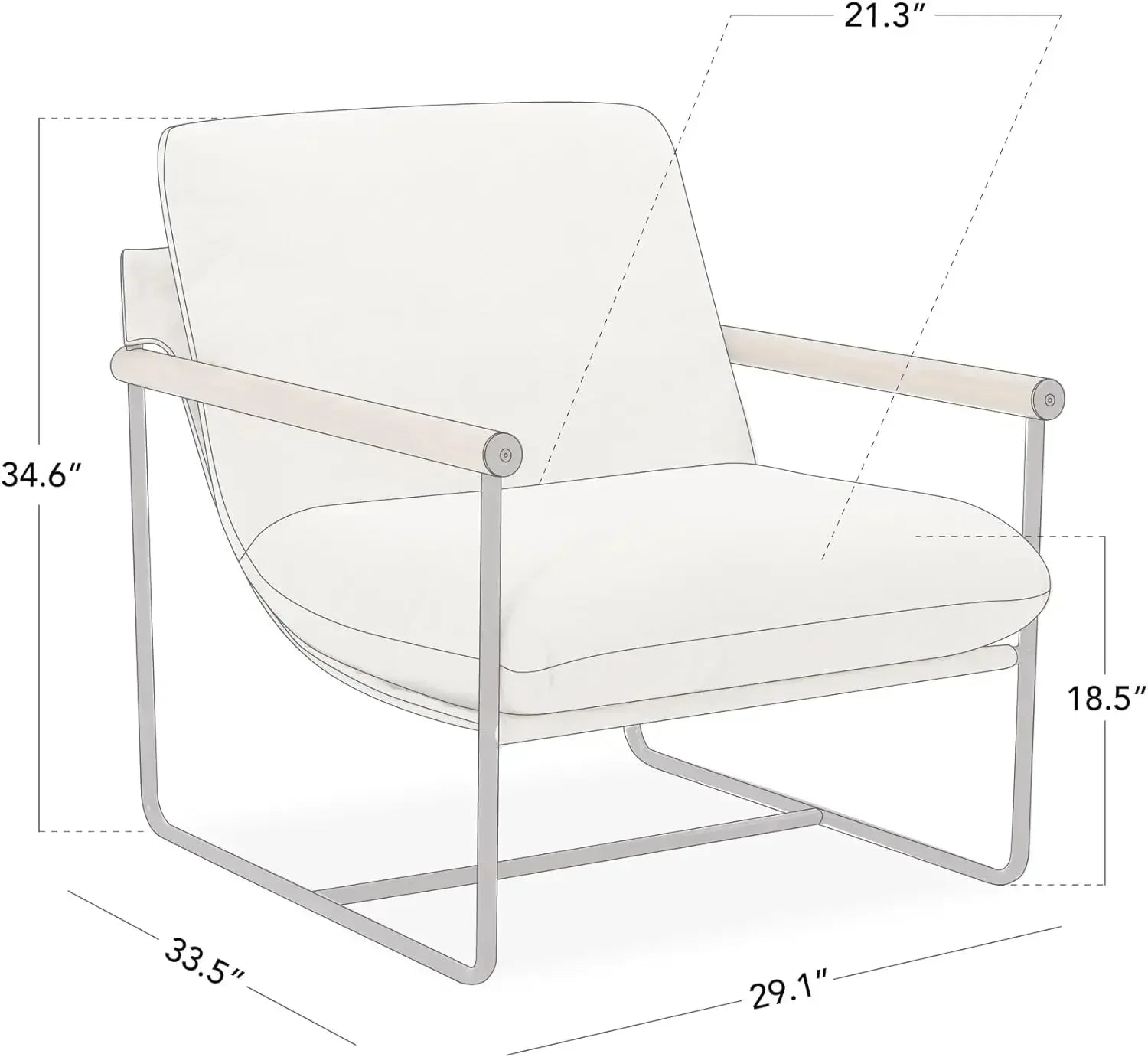 Modern Accent Living Room Chairs with Metal Frame for Bedroom Office Apartment, 30''W, Beige - HOMELIVING