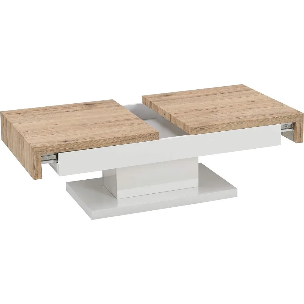 Modern Style Coffee Table, Double Slide Storage Coffee Table, Suitable for Living Room Coffee Table - HOMELIVING