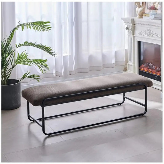 Upholstered Bedroom Benches, 48 inch Kids Ottoman Chair, Vegan Leather Footrest Stool, Accent Bench for Entryway Bedroom End - HOMELIVING